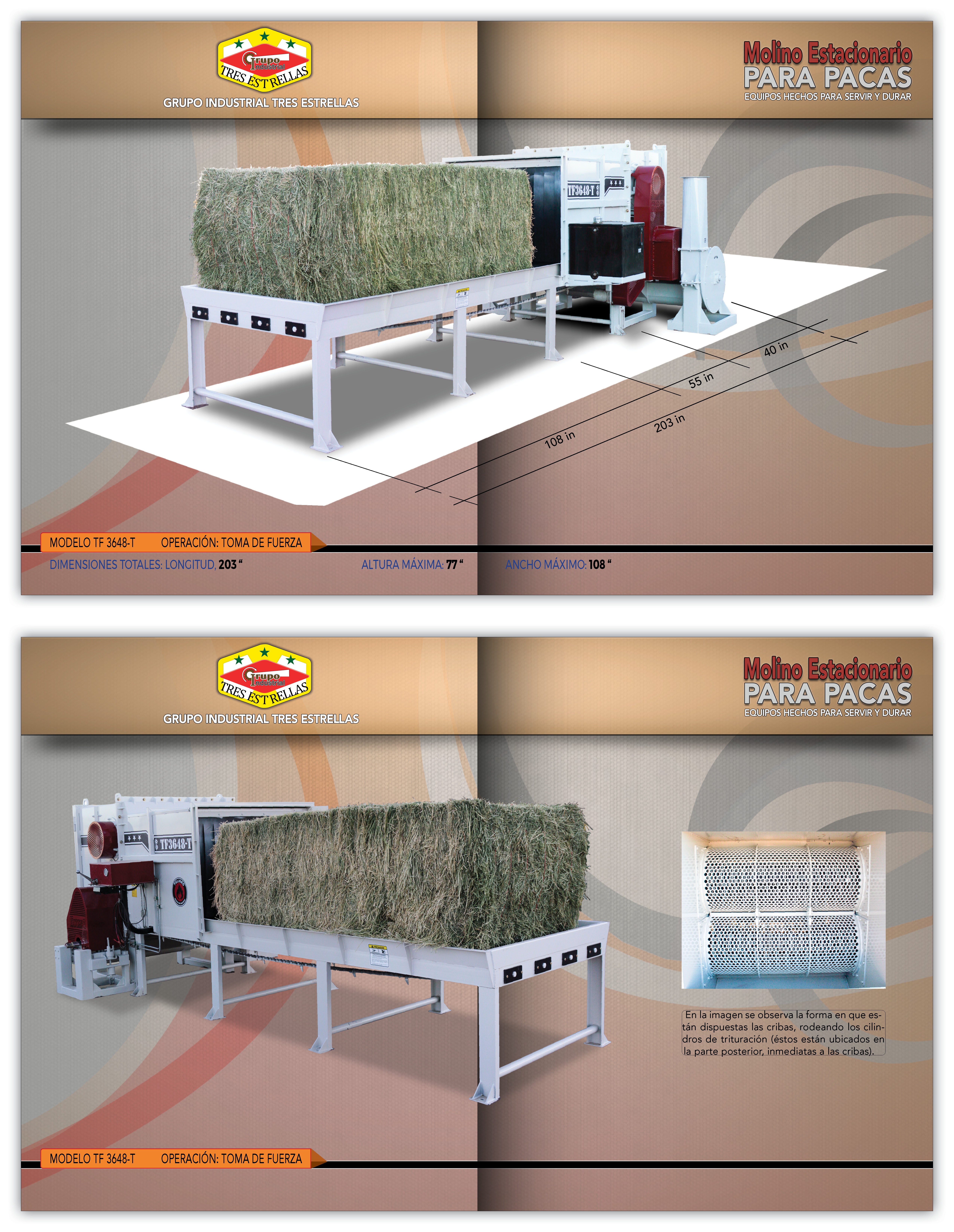 Molino para Pacas Modelo TF-36 48 T Toma de Fuerza