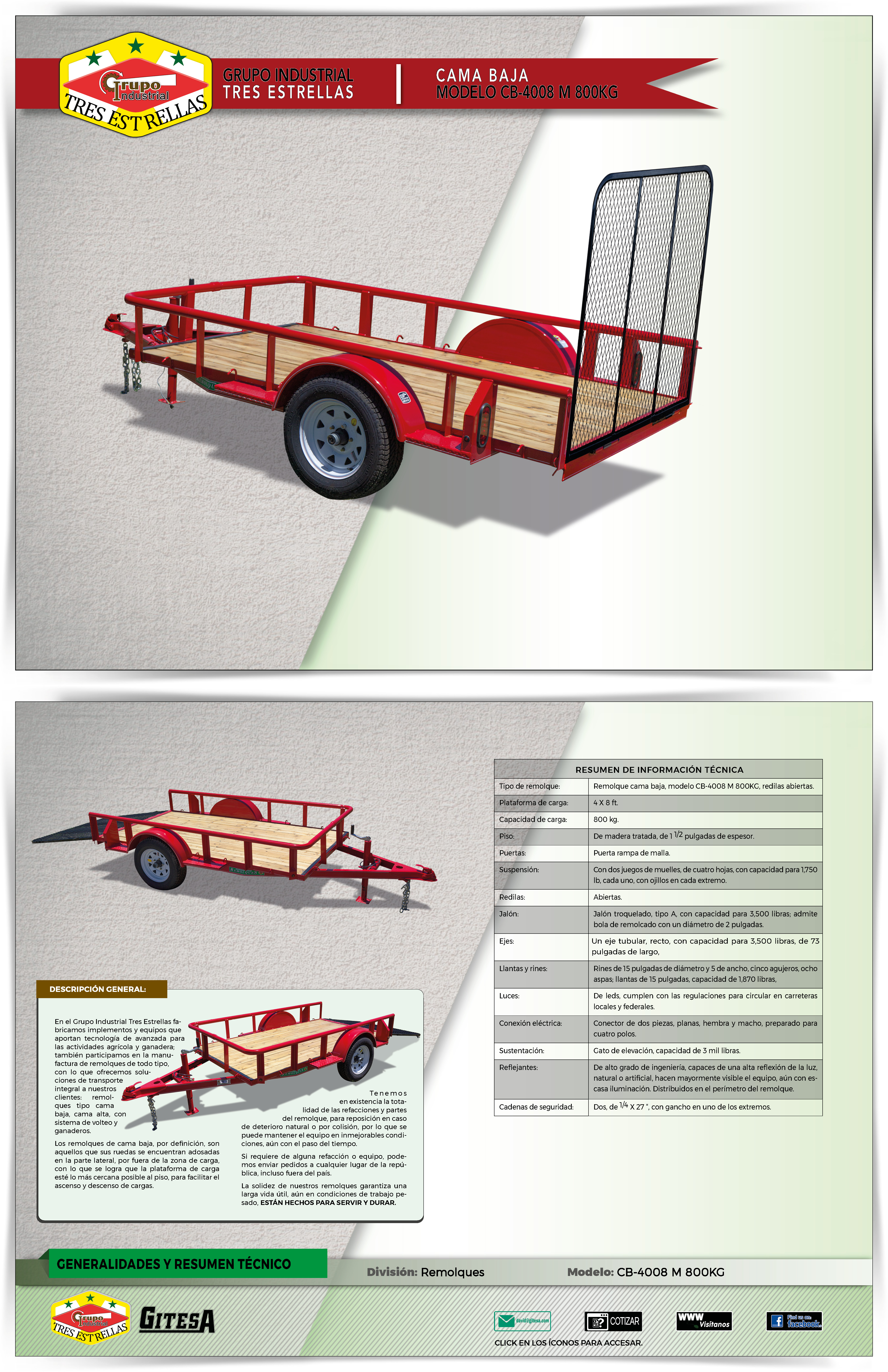 Cama Baja 4 X 8 pies, 800 kg